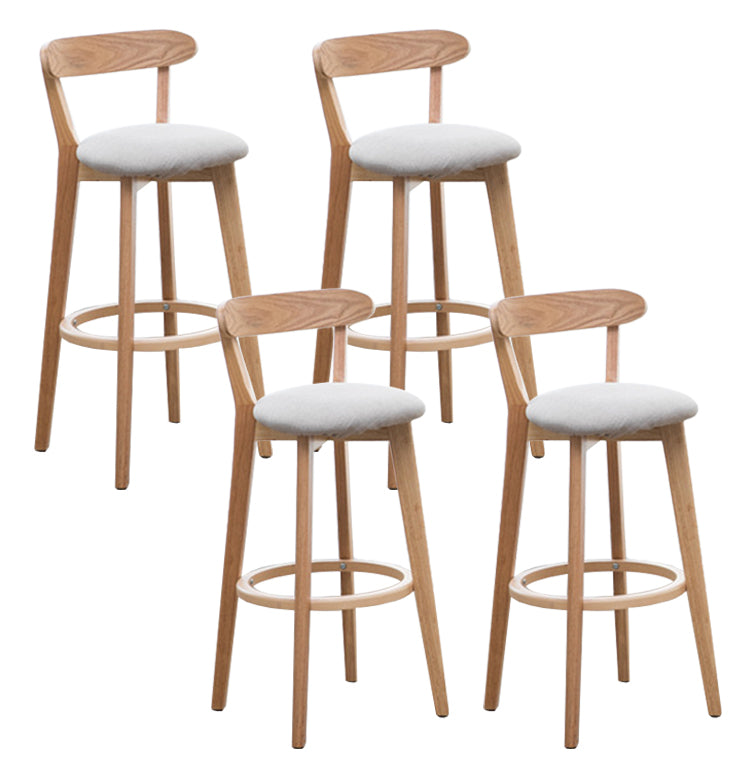 Scandinavian Matte Finish Solid Wood Bar Stool Dessert Shop Footrest Stool Light Gray Natural 4 Piece Set Clearhalo 'Bar Furniture' 'Bar Stools' 'bar_stools' 'furn' 'furn_bar_stools' 'Furniture' 'furniture_bar_stools' 'Kitchen & Dining Furniture' 5080317