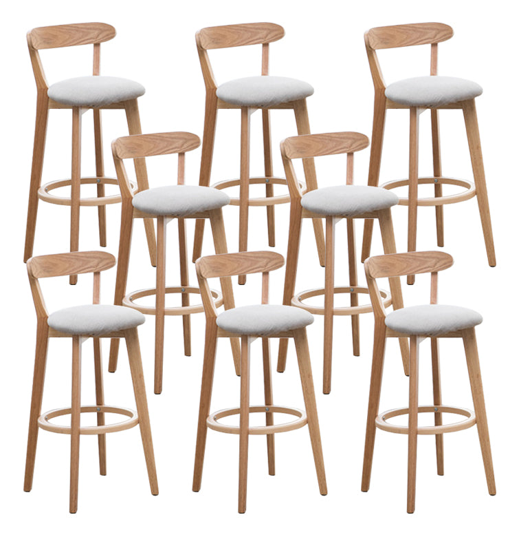 Scandinavian Matte Finish Solid Wood Bar Stool Dessert Shop Footrest Stool Light Gray Natural 8 Piece Set Clearhalo 'Bar Furniture' 'Bar Stools' 'bar_stools' 'furn' 'furn_bar_stools' 'Furniture' 'furniture_bar_stools' 'Kitchen & Dining Furniture' 5080319