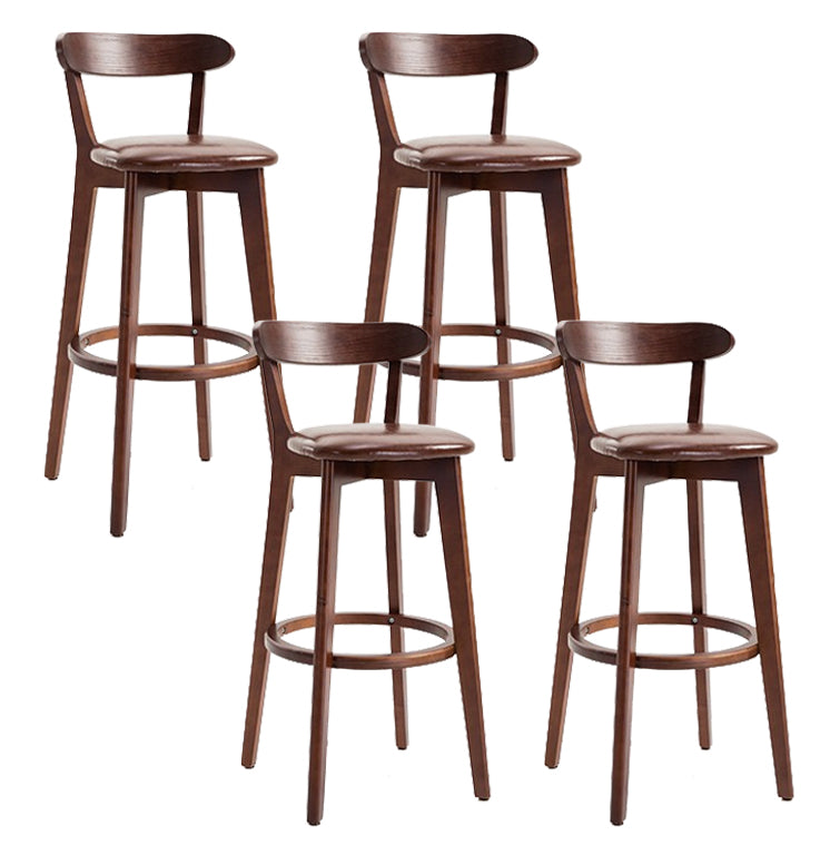 Scandinavian Matte Finish Solid Wood Bar Stool Dessert Shop Footrest Stool Dark Brown Brown 4 Piece Set Clearhalo 'Bar Furniture' 'Bar Stools' 'bar_stools' 'furn' 'furn_bar_stools' 'Furniture' 'furniture_bar_stools' 'Kitchen & Dining Furniture' 5080322