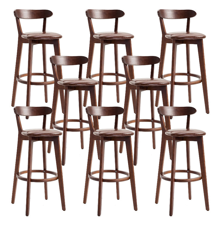 Scandinavian Matte Finish Solid Wood Bar Stool Dessert Shop Footrest Stool Dark Brown Brown 8 Piece Set Clearhalo 'Bar Furniture' 'Bar Stools' 'bar_stools' 'furn' 'furn_bar_stools' 'Furniture' 'furniture_bar_stools' 'Kitchen & Dining Furniture' 5080324