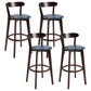Scandinavian Matte Finish Solid Wood Bar Stool Dessert Shop Footrest Stool Dark Blue Brown 4 Piece Set Clearhalo 'Bar Furniture' 'Bar Stools' 'bar_stools' 'furn' 'furn_bar_stools' 'Furniture' 'furniture_bar_stools' 'Kitchen & Dining Furniture' 5080326