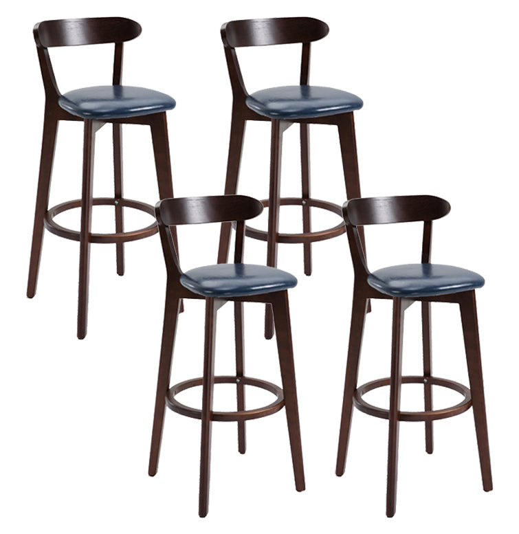 Scandinavian Matte Finish Solid Wood Bar Stool Dessert Shop Footrest Stool Dark Blue Brown 4 Piece Set Clearhalo 'Bar Furniture' 'Bar Stools' 'bar_stools' 'furn' 'furn_bar_stools' 'Furniture' 'furniture_bar_stools' 'Kitchen & Dining Furniture' 5080326