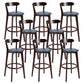Scandinavian Matte Finish Solid Wood Bar Stool Dessert Shop Footrest Stool Dark Blue Brown 8 Piece Set Clearhalo 'Bar Furniture' 'Bar Stools' 'bar_stools' 'furn' 'furn_bar_stools' 'Furniture' 'furniture_bar_stools' 'Kitchen & Dining Furniture' 5080327