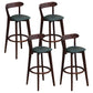 Scandinavian Matte Finish Solid Wood Bar Stool Dessert Shop Footrest Stool Blackish Green Brown 4 Piece Set Clearhalo 'Bar Furniture' 'Bar Stools' 'bar_stools' 'furn' 'furn_bar_stools' 'Furniture' 'furniture_bar_stools' 'Kitchen & Dining Furniture' 5080328