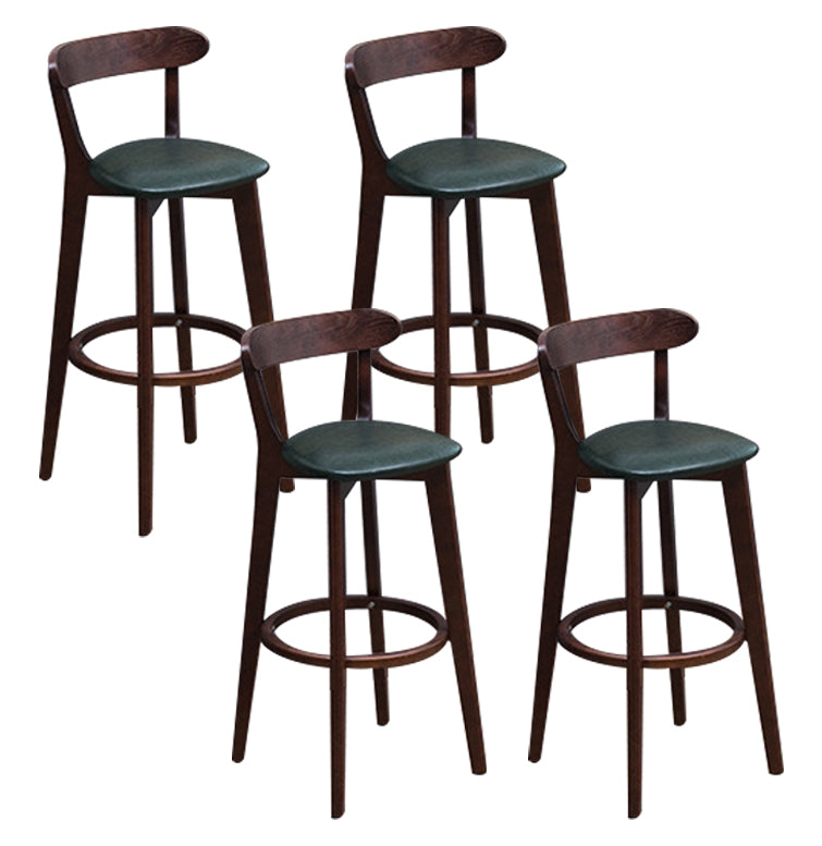 Scandinavian Matte Finish Solid Wood Bar Stool Dessert Shop Footrest Stool Blackish Green Brown 4 Piece Set Clearhalo 'Bar Furniture' 'Bar Stools' 'bar_stools' 'furn' 'furn_bar_stools' 'Furniture' 'furniture_bar_stools' 'Kitchen & Dining Furniture' 5080328