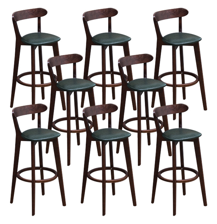 Scandinavian Matte Finish Solid Wood Bar Stool Dessert Shop Footrest Stool Blackish Green Brown 8 Piece Set Clearhalo 'Bar Furniture' 'Bar Stools' 'bar_stools' 'furn' 'furn_bar_stools' 'Furniture' 'furniture_bar_stools' 'Kitchen & Dining Furniture' 5080329