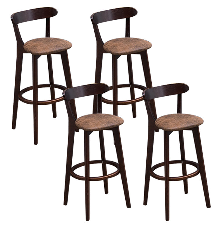 Scandinavian Matte Finish Solid Wood Bar Stool Dessert Shop Footrest Stool Coffee Brown 4 Piece Set Clearhalo 'Bar Furniture' 'Bar Stools' 'bar_stools' 'furn' 'furn_bar_stools' 'Furniture' 'furniture_bar_stools' 'Kitchen & Dining Furniture' 5080330