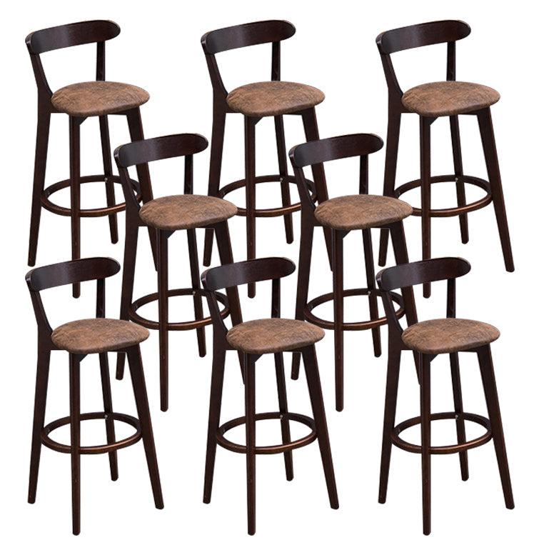 Scandinavian Matte Finish Solid Wood Bar Stool Dessert Shop Footrest Stool Coffee Brown 8 Piece Set Clearhalo 'Bar Furniture' 'Bar Stools' 'bar_stools' 'furn' 'furn_bar_stools' 'Furniture' 'furniture_bar_stools' 'Kitchen & Dining Furniture' 5080331