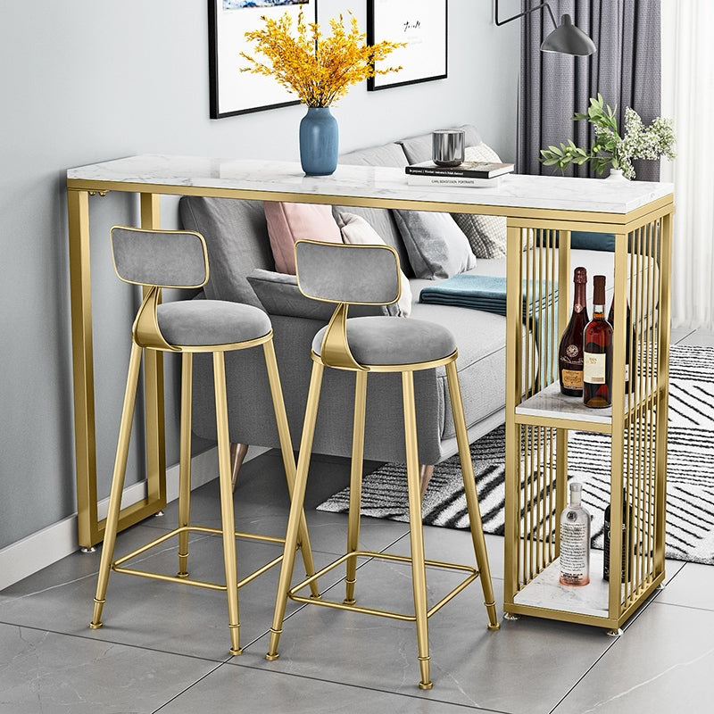 Glam Living Room Counter Chair Round Footrest Metal Counter Bar Stool with Cushion Clearhalo 'Bar Furniture' 'Bar Stools' 'bar_stools' 'furn' 'furn_bar_stools' 'Furniture' 'furniture_bar_stools' 'Kitchen & Dining Furniture' 5080333