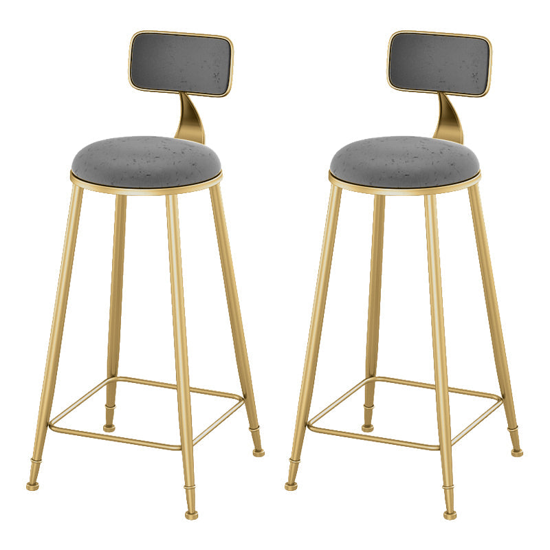 Glam Living Room Counter Chair Round Footrest Metal Counter Bar Stool with Cushion Grey 2 Piece Set Clearhalo 'Bar Furniture' 'Bar Stools' 'bar_stools' 'furn' 'furn_bar_stools' 'Furniture' 'furniture_bar_stools' 'Kitchen & Dining Furniture' 5080334