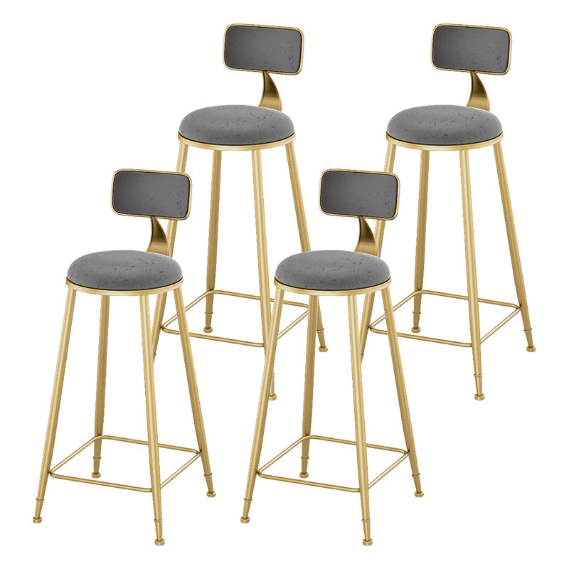 Glam Living Room Counter Chair Round Footrest Metal Counter Bar Stool with Cushion Grey 4 Piece Set Clearhalo 'Bar Furniture' 'Bar Stools' 'bar_stools' 'furn' 'furn_bar_stools' 'Furniture' 'furniture_bar_stools' 'Kitchen & Dining Furniture' 5080335