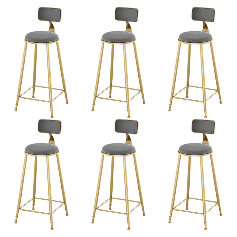 Glam Living Room Counter Chair Round Footrest Metal Counter Bar Stool with Cushion Grey 6 Piece Set Clearhalo 'Bar Furniture' 'Bar Stools' 'bar_stools' 'furn' 'furn_bar_stools' 'Furniture' 'furniture_bar_stools' 'Kitchen & Dining Furniture' 5080338