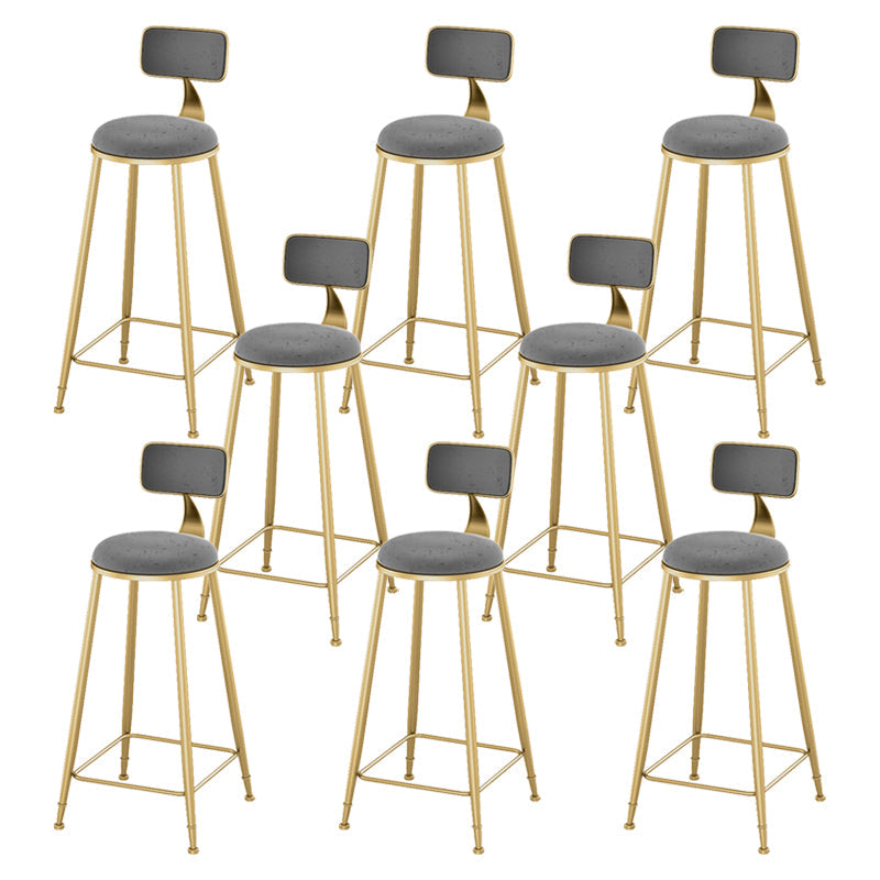 Glam Living Room Counter Chair Round Footrest Metal Counter Bar Stool with Cushion Grey 8 Piece Set Clearhalo 'Bar Furniture' 'Bar Stools' 'bar_stools' 'furn' 'furn_bar_stools' 'Furniture' 'furniture_bar_stools' 'Kitchen & Dining Furniture' 5080340