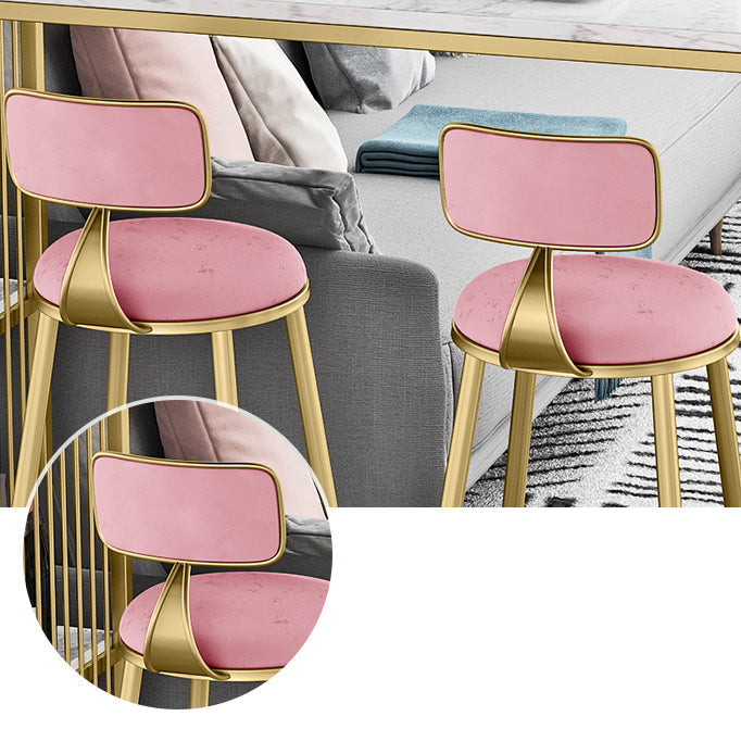 Glam Living Room Counter Chair Round Footrest Metal Counter Bar Stool with Cushion Clearhalo 'Bar Furniture' 'Bar Stools' 'bar_stools' 'furn' 'furn_bar_stools' 'Furniture' 'furniture_bar_stools' 'Kitchen & Dining Furniture' 5080343