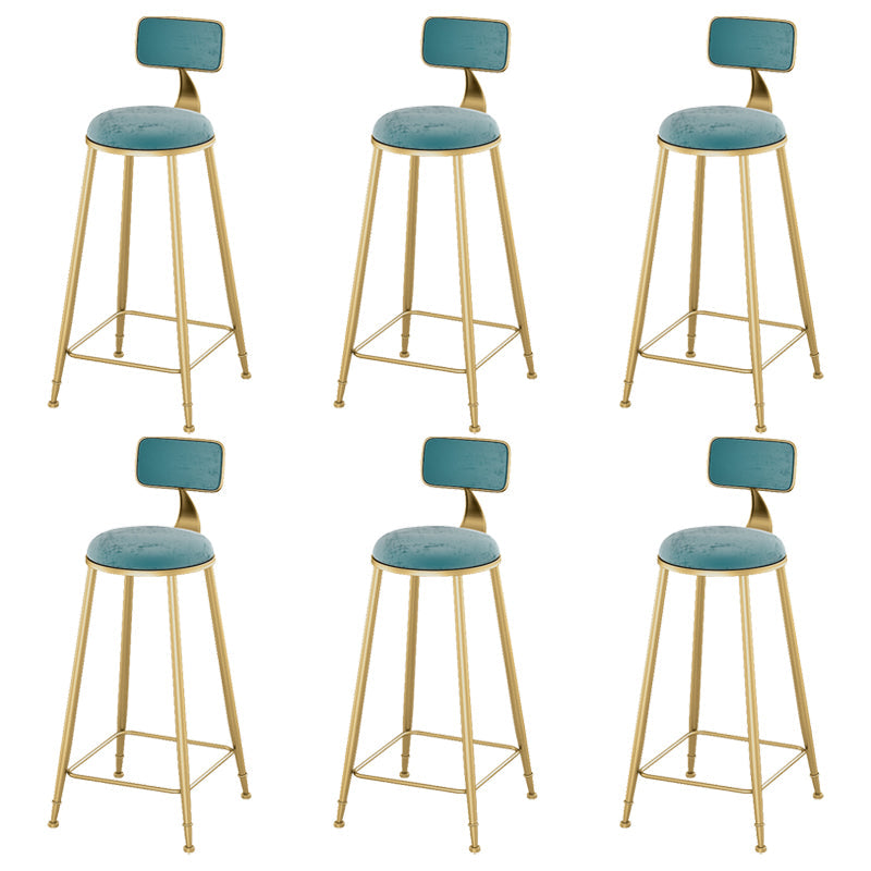 Glam Living Room Counter Chair Round Footrest Metal Counter Bar Stool with Cushion Sky Blue 6 Piece Set Clearhalo 'Bar Furniture' 'Bar Stools' 'bar_stools' 'furn' 'furn_bar_stools' 'Furniture' 'furniture_bar_stools' 'Kitchen & Dining Furniture' 5080345