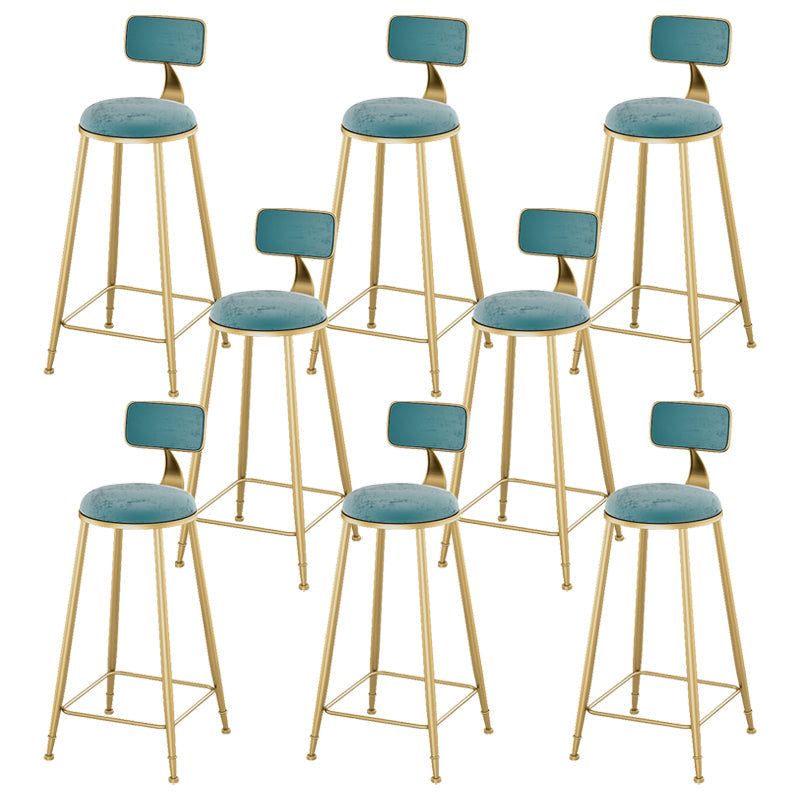 Glam Living Room Counter Chair Round Footrest Metal Counter Bar Stool with Cushion Sky Blue 8 Piece Set Clearhalo 'Bar Furniture' 'Bar Stools' 'bar_stools' 'furn' 'furn_bar_stools' 'Furniture' 'furniture_bar_stools' 'Kitchen & Dining Furniture' 5080346