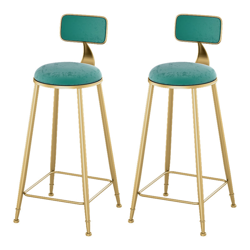 Glam Living Room Counter Chair Round Footrest Metal Counter Bar Stool with Cushion Aqua 2 Piece Set Clearhalo 'Bar Furniture' 'Bar Stools' 'bar_stools' 'furn' 'furn_bar_stools' 'Furniture' 'furniture_bar_stools' 'Kitchen & Dining Furniture' 5080347