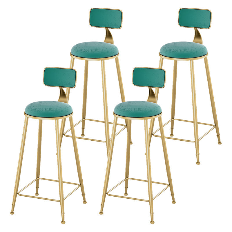 Glam Living Room Counter Chair Round Footrest Metal Counter Bar Stool with Cushion Aqua 4 Piece Set Clearhalo 'Bar Furniture' 'Bar Stools' 'bar_stools' 'furn' 'furn_bar_stools' 'Furniture' 'furniture_bar_stools' 'Kitchen & Dining Furniture' 5080348