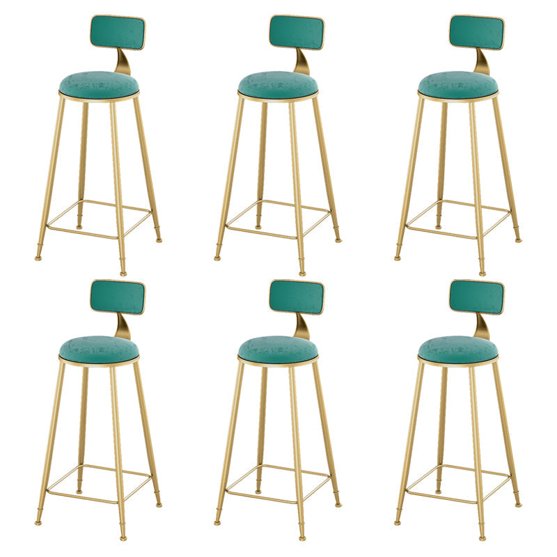 Glam Living Room Counter Chair Round Footrest Metal Counter Bar Stool with Cushion Aqua 6 Piece Set Clearhalo 'Bar Furniture' 'Bar Stools' 'bar_stools' 'furn' 'furn_bar_stools' 'Furniture' 'furniture_bar_stools' 'Kitchen & Dining Furniture' 5080349
