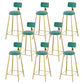 Glam Living Room Counter Chair Round Footrest Metal Counter Bar Stool with Cushion Aqua 8 Piece Set Clearhalo 'Bar Furniture' 'Bar Stools' 'bar_stools' 'furn' 'furn_bar_stools' 'Furniture' 'furniture_bar_stools' 'Kitchen & Dining Furniture' 5080350
