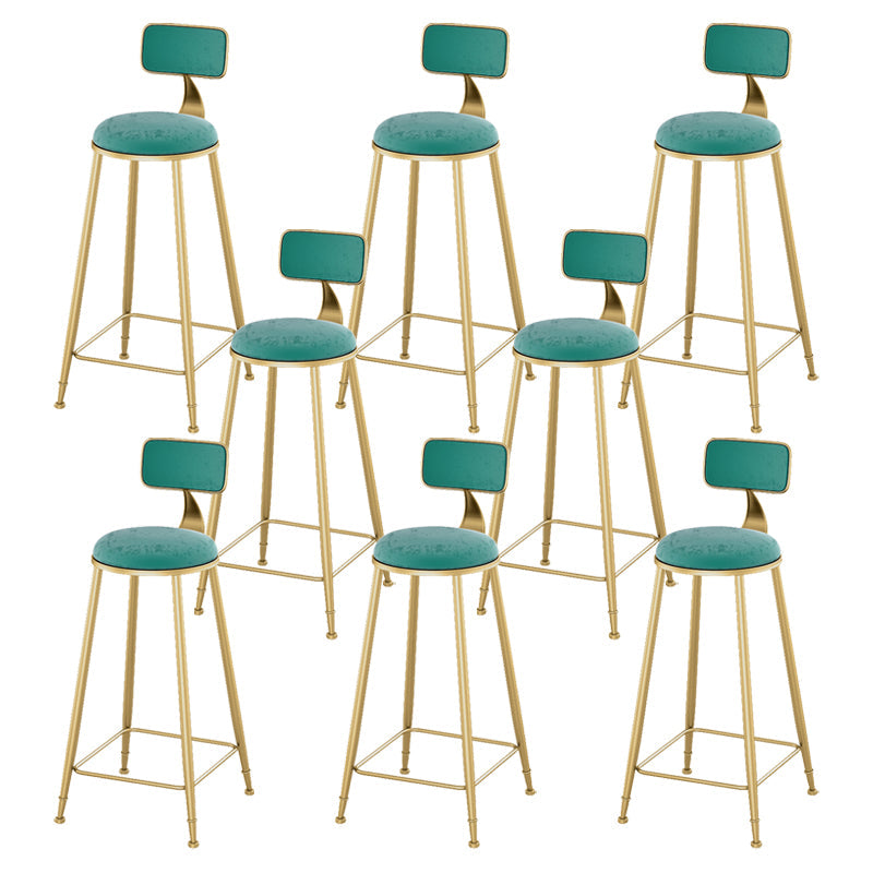 Glam Living Room Counter Chair Round Footrest Metal Counter Bar Stool with Cushion Aqua 8 Piece Set Clearhalo 'Bar Furniture' 'Bar Stools' 'bar_stools' 'furn' 'furn_bar_stools' 'Furniture' 'furniture_bar_stools' 'Kitchen & Dining Furniture' 5080350