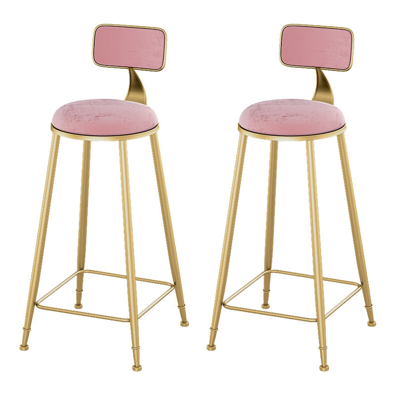 Glam Living Room Counter Chair Round Footrest Metal Counter Bar Stool with Cushion Pink 2 Piece Set Clearhalo 'Bar Furniture' 'Bar Stools' 'bar_stools' 'furn' 'furn_bar_stools' 'Furniture' 'furniture_bar_stools' 'Kitchen & Dining Furniture' 5080351
