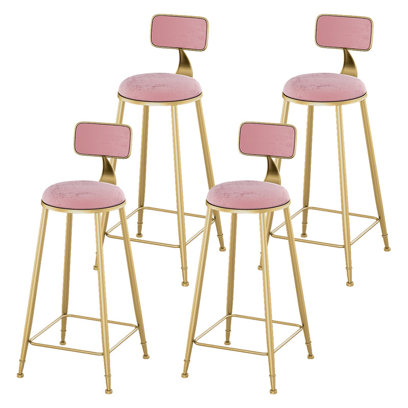 Glam Living Room Counter Chair Round Footrest Metal Counter Bar Stool with Cushion Pink 4 Piece Set Clearhalo 'Bar Furniture' 'Bar Stools' 'bar_stools' 'furn' 'furn_bar_stools' 'Furniture' 'furniture_bar_stools' 'Kitchen & Dining Furniture' 5080352