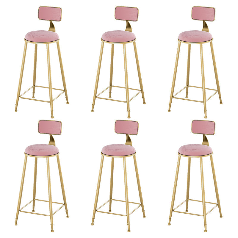 Glam Living Room Counter Chair Round Footrest Metal Counter Bar Stool with Cushion Pink 6 Piece Set Clearhalo 'Bar Furniture' 'Bar Stools' 'bar_stools' 'furn' 'furn_bar_stools' 'Furniture' 'furniture_bar_stools' 'Kitchen & Dining Furniture' 5080353