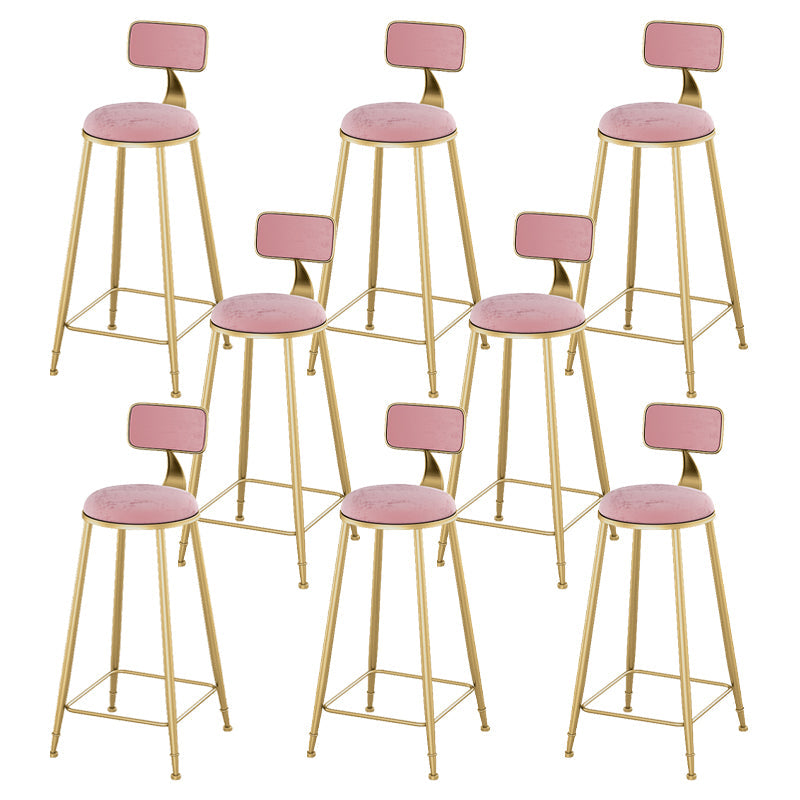 Glam Living Room Counter Chair Round Footrest Metal Counter Bar Stool with Cushion Pink 8 Piece Set Clearhalo 'Bar Furniture' 'Bar Stools' 'bar_stools' 'furn' 'furn_bar_stools' 'Furniture' 'furniture_bar_stools' 'Kitchen & Dining Furniture' 5080354