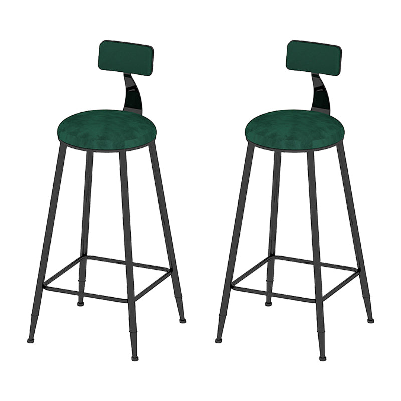 Round Scandinavian Low Back Counter & Bar Stool Metal Counter Chair with Cushion Black Green 2 Piece Set Clearhalo 'Bar Furniture' 'Bar Stools' 'bar_stools' 'furn' 'furn_bar_stools' 'Furniture' 'furniture_bar_stools' 'Kitchen & Dining Furniture' 5080357
