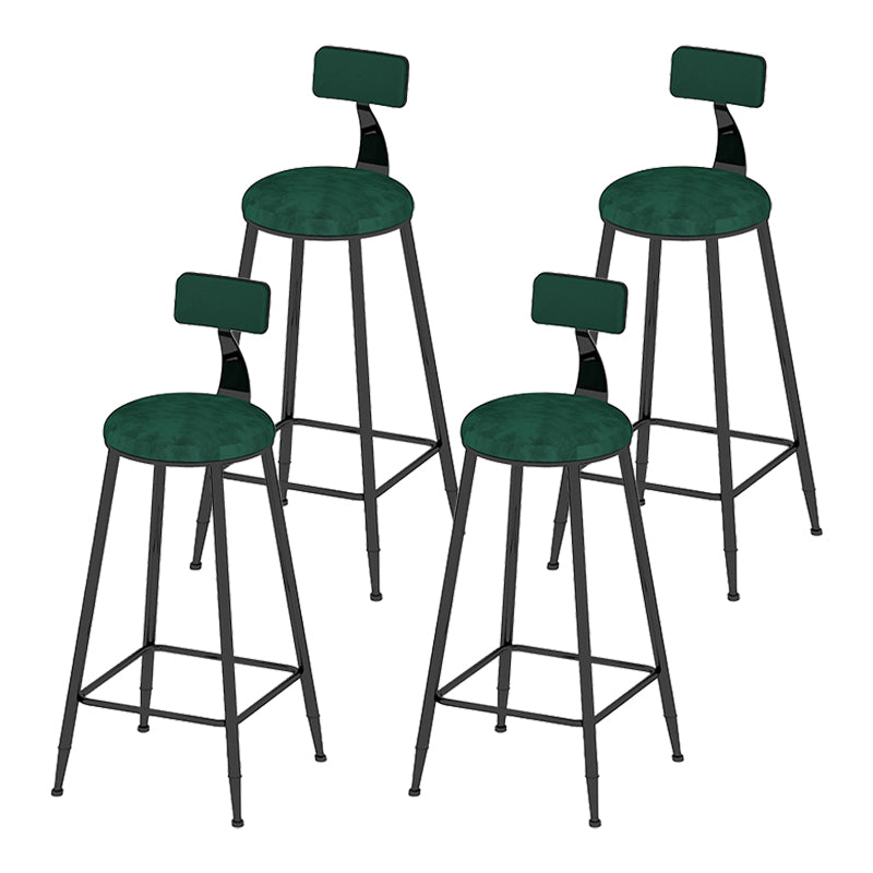 Round Scandinavian Low Back Counter & Bar Stool Metal Counter Chair with Cushion Black Green 4 Piece Set Clearhalo 'Bar Furniture' 'Bar Stools' 'bar_stools' 'furn' 'furn_bar_stools' 'Furniture' 'furniture_bar_stools' 'Kitchen & Dining Furniture' 5080358