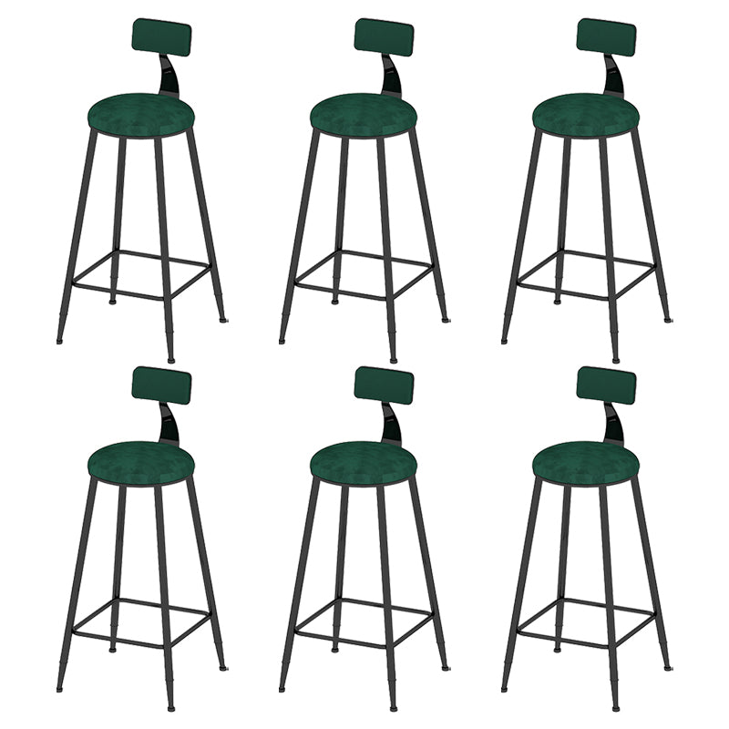 Round Scandinavian Low Back Counter & Bar Stool Metal Counter Chair with Cushion Black Green 6 Piece Set Clearhalo 'Bar Furniture' 'Bar Stools' 'bar_stools' 'furn' 'furn_bar_stools' 'Furniture' 'furniture_bar_stools' 'Kitchen & Dining Furniture' 5080361