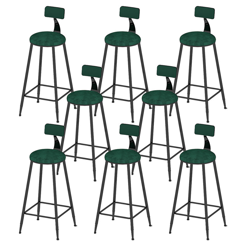 Round Scandinavian Low Back Counter & Bar Stool Metal Counter Chair with Cushion Black Green 8 Piece Set Clearhalo 'Bar Furniture' 'Bar Stools' 'bar_stools' 'furn' 'furn_bar_stools' 'Furniture' 'furniture_bar_stools' 'Kitchen & Dining Furniture' 5080362