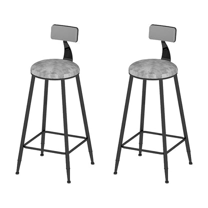 Round Scandinavian Low Back Counter & Bar Stool Metal Counter Chair with Cushion Black Gray 2 Piece Set Clearhalo 'Bar Furniture' 'Bar Stools' 'bar_stools' 'furn' 'furn_bar_stools' 'Furniture' 'furniture_bar_stools' 'Kitchen & Dining Furniture' 5080364