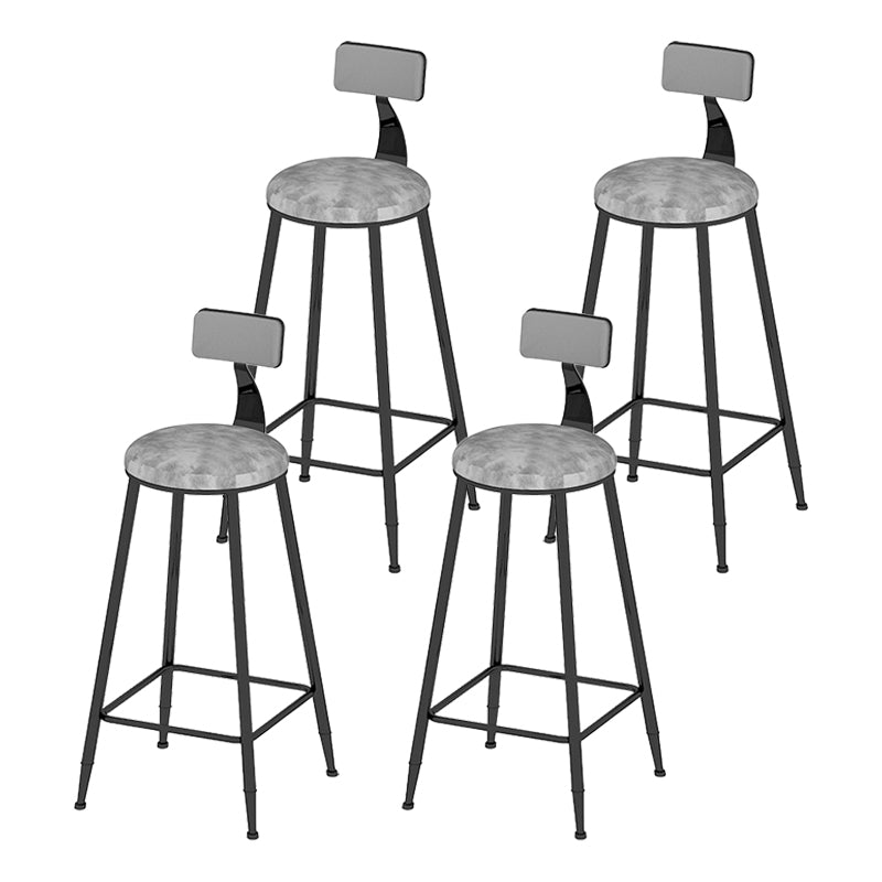 Round Scandinavian Low Back Counter & Bar Stool Metal Counter Chair with Cushion Black Gray 4 Piece Set Clearhalo 'Bar Furniture' 'Bar Stools' 'bar_stools' 'furn' 'furn_bar_stools' 'Furniture' 'furniture_bar_stools' 'Kitchen & Dining Furniture' 5080366