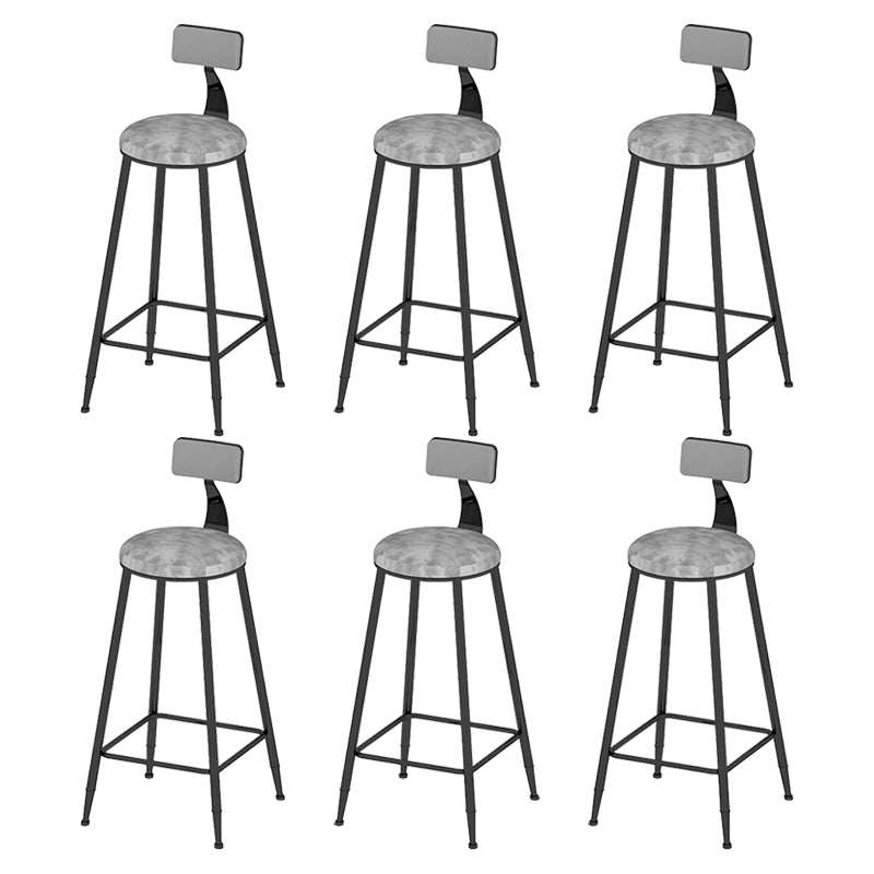 Round Scandinavian Low Back Counter & Bar Stool Metal Counter Chair with Cushion Black Gray 6 Piece Set Clearhalo 'Bar Furniture' 'Bar Stools' 'bar_stools' 'furn' 'furn_bar_stools' 'Furniture' 'furniture_bar_stools' 'Kitchen & Dining Furniture' 5080369