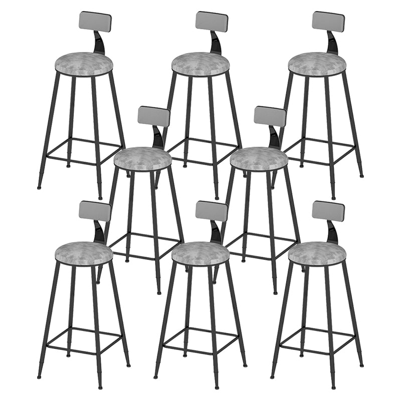 Round Scandinavian Low Back Counter & Bar Stool Metal Counter Chair with Cushion Black Gray 8 Piece Set Clearhalo 'Bar Furniture' 'Bar Stools' 'bar_stools' 'furn' 'furn_bar_stools' 'Furniture' 'furniture_bar_stools' 'Kitchen & Dining Furniture' 5080370