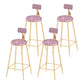 Round Scandinavian Low Back Counter & Bar Stool Metal Counter Chair with Cushion Gold Pink 4 Piece Set Clearhalo 'Bar Furniture' 'Bar Stools' 'bar_stools' 'furn' 'furn_bar_stools' 'Furniture' 'furniture_bar_stools' 'Kitchen & Dining Furniture' 5080375