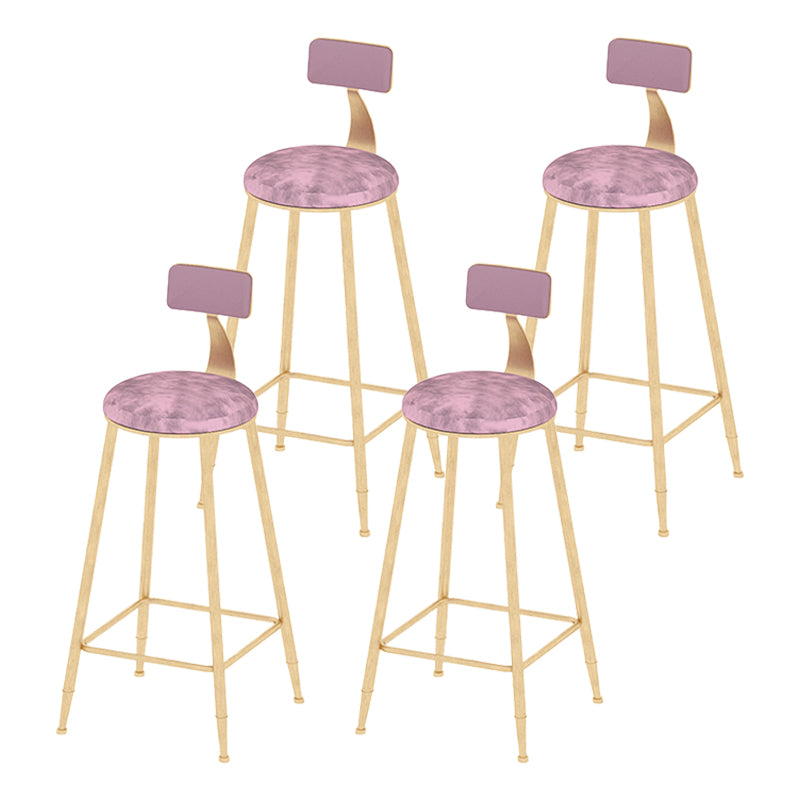 Round Scandinavian Low Back Counter & Bar Stool Metal Counter Chair with Cushion Gold Pink 4 Piece Set Clearhalo 'Bar Furniture' 'Bar Stools' 'bar_stools' 'furn' 'furn_bar_stools' 'Furniture' 'furniture_bar_stools' 'Kitchen & Dining Furniture' 5080375