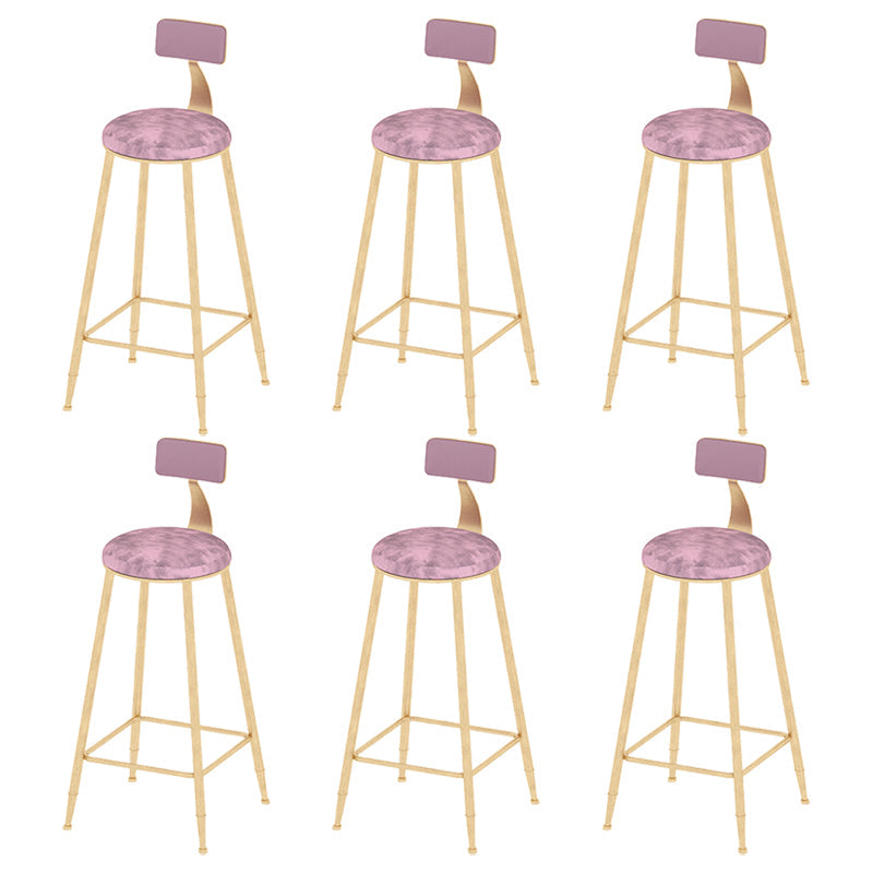 Round Scandinavian Low Back Counter & Bar Stool Metal Counter Chair with Cushion Gold Pink 6 Piece Set Clearhalo 'Bar Furniture' 'Bar Stools' 'bar_stools' 'furn' 'furn_bar_stools' 'Furniture' 'furniture_bar_stools' 'Kitchen & Dining Furniture' 5080377