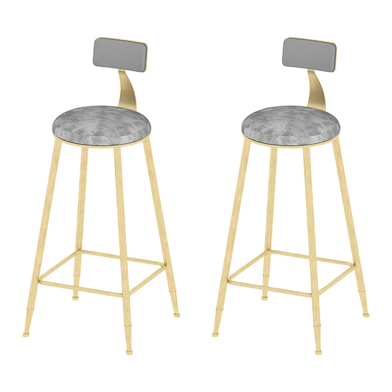 Round Scandinavian Low Back Counter & Bar Stool Metal Counter Chair with Cushion Gold Gray 2 Piece Set Clearhalo 'Bar Furniture' 'Bar Stools' 'bar_stools' 'furn' 'furn_bar_stools' 'Furniture' 'furniture_bar_stools' 'Kitchen & Dining Furniture' 5080381