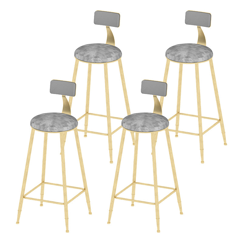 Round Scandinavian Low Back Counter & Bar Stool Metal Counter Chair with Cushion Gold Gray 4 Piece Set Clearhalo 'Bar Furniture' 'Bar Stools' 'bar_stools' 'furn' 'furn_bar_stools' 'Furniture' 'furniture_bar_stools' 'Kitchen & Dining Furniture' 5080383
