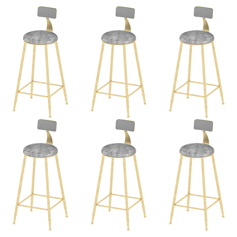 Round Scandinavian Low Back Counter & Bar Stool Metal Counter Chair with Cushion Gold Gray 6 Piece Set Clearhalo 'Bar Furniture' 'Bar Stools' 'bar_stools' 'furn' 'furn_bar_stools' 'Furniture' 'furniture_bar_stools' 'Kitchen & Dining Furniture' 5080385