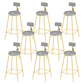 Round Scandinavian Low Back Counter & Bar Stool Metal Counter Chair with Cushion Gold Gray 8 Piece Set Clearhalo 'Bar Furniture' 'Bar Stools' 'bar_stools' 'furn' 'furn_bar_stools' 'Furniture' 'furniture_bar_stools' 'Kitchen & Dining Furniture' 5080386