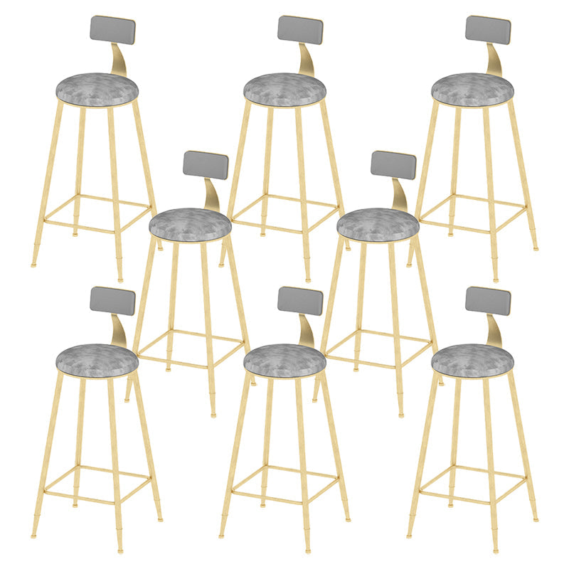 Round Scandinavian Low Back Counter & Bar Stool Metal Counter Chair with Cushion Gold Gray 8 Piece Set Clearhalo 'Bar Furniture' 'Bar Stools' 'bar_stools' 'furn' 'furn_bar_stools' 'Furniture' 'furniture_bar_stools' 'Kitchen & Dining Furniture' 5080386