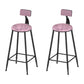 Round Scandinavian Low Back Counter & Bar Stool Metal Counter Chair with Cushion Black Pink 2 Piece Set Clearhalo 'Bar Furniture' 'Bar Stools' 'bar_stools' 'furn' 'furn_bar_stools' 'Furniture' 'furniture_bar_stools' 'Kitchen & Dining Furniture' 5080387
