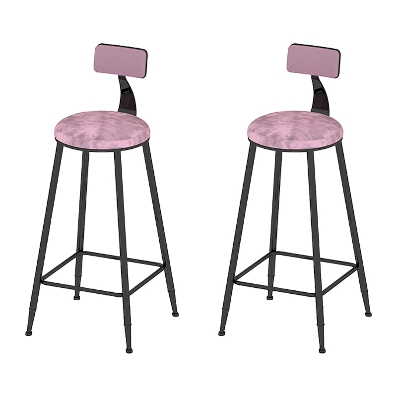 Round Scandinavian Low Back Counter & Bar Stool Metal Counter Chair with Cushion Black Pink 2 Piece Set Clearhalo 'Bar Furniture' 'Bar Stools' 'bar_stools' 'furn' 'furn_bar_stools' 'Furniture' 'furniture_bar_stools' 'Kitchen & Dining Furniture' 5080387