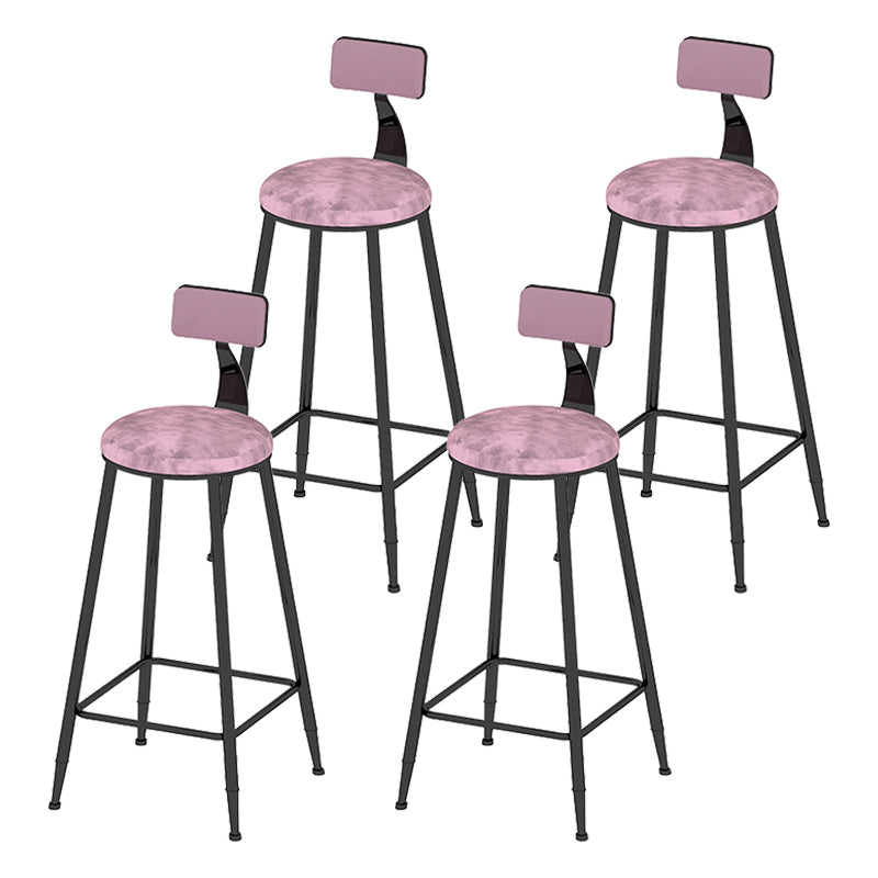 Round Scandinavian Low Back Counter & Bar Stool Metal Counter Chair with Cushion Black Pink 4 Piece Set Clearhalo 'Bar Furniture' 'Bar Stools' 'bar_stools' 'furn' 'furn_bar_stools' 'Furniture' 'furniture_bar_stools' 'Kitchen & Dining Furniture' 5080388