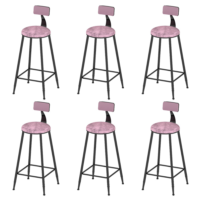 Round Scandinavian Low Back Counter & Bar Stool Metal Counter Chair with Cushion Black Pink 6 Piece Set Clearhalo 'Bar Furniture' 'Bar Stools' 'bar_stools' 'furn' 'furn_bar_stools' 'Furniture' 'furniture_bar_stools' 'Kitchen & Dining Furniture' 5080389