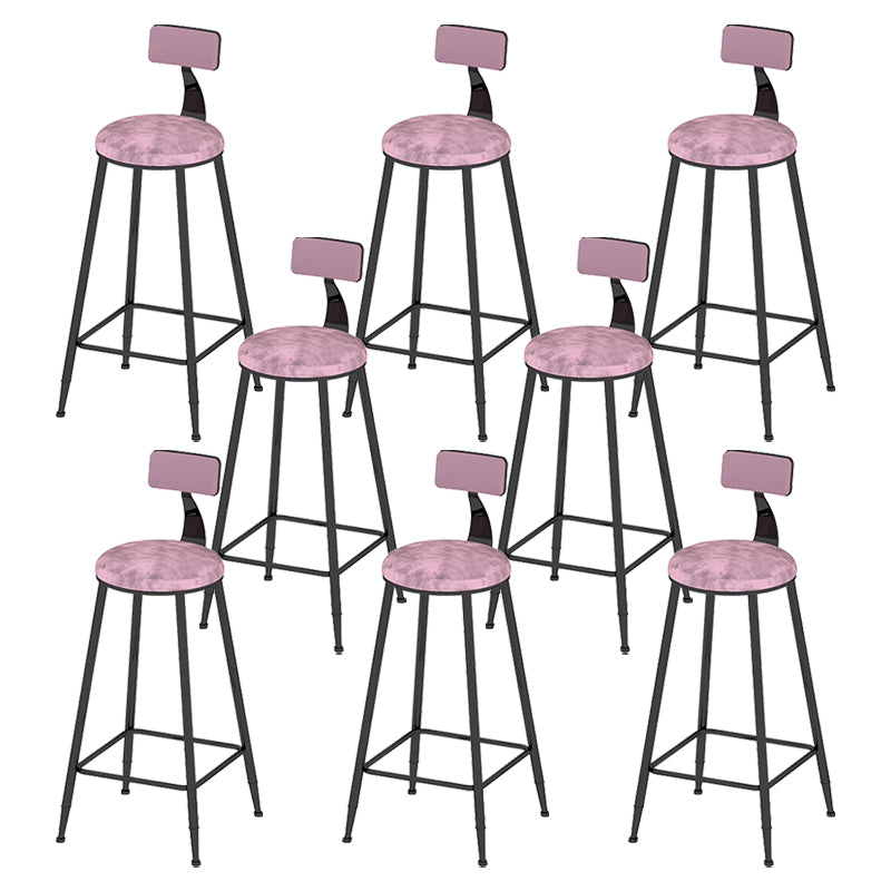 Round Scandinavian Low Back Counter & Bar Stool Metal Counter Chair with Cushion Black Pink 8 Piece Set Clearhalo 'Bar Furniture' 'Bar Stools' 'bar_stools' 'furn' 'furn_bar_stools' 'Furniture' 'furniture_bar_stools' 'Kitchen & Dining Furniture' 5080390